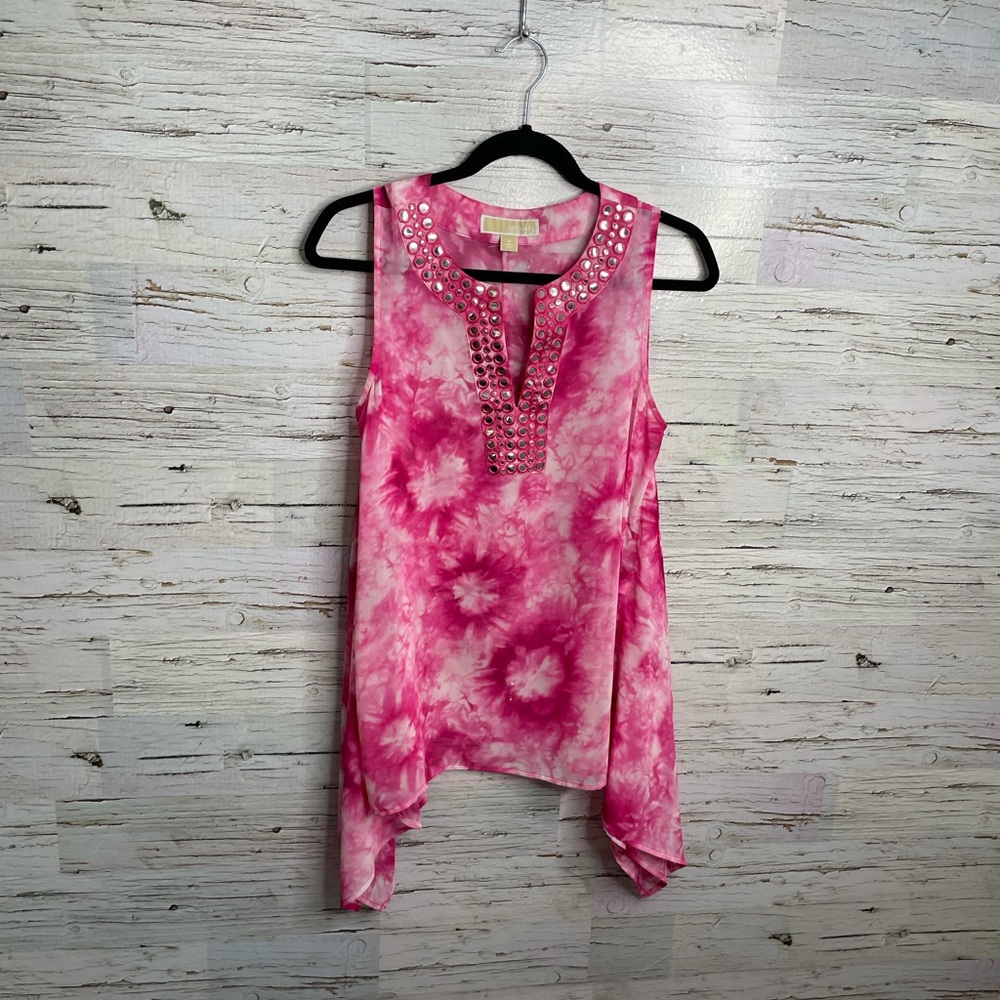 Michael Kors tie dye pink blouse medium